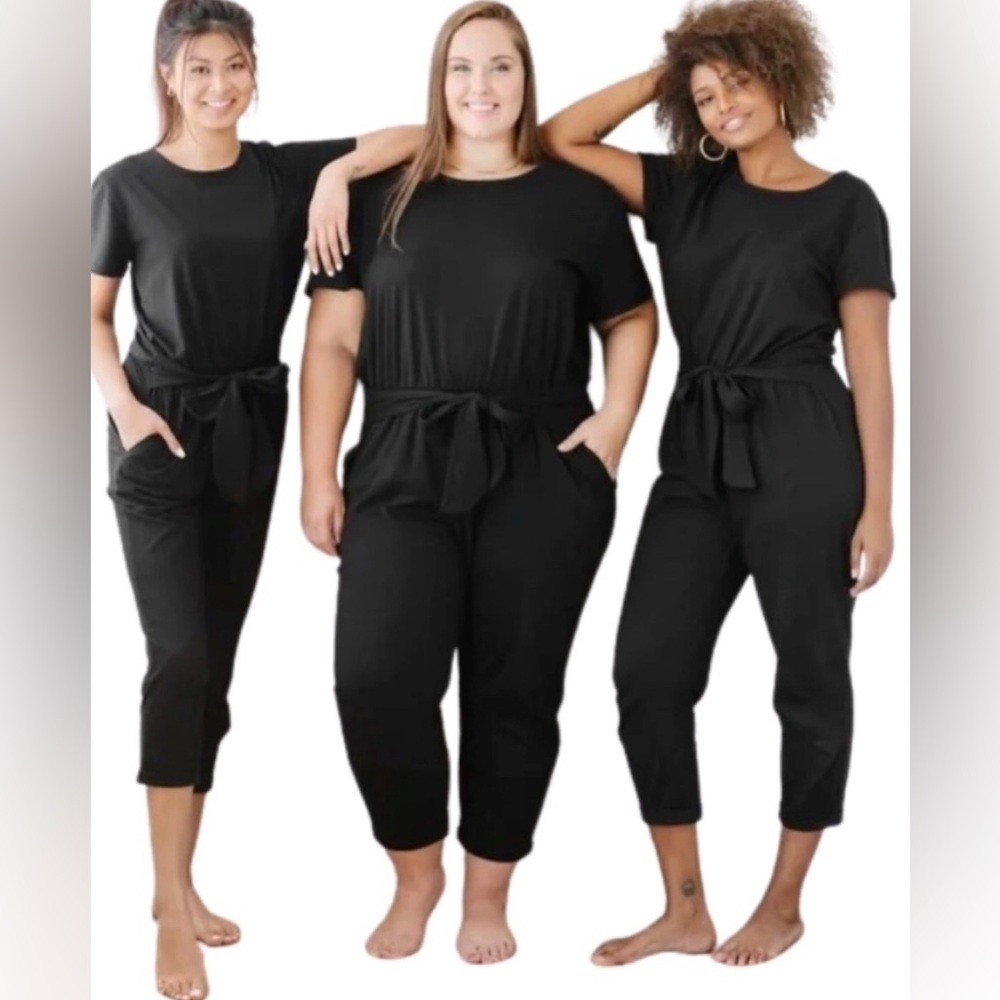 Smash + Tess x The Birds Papaya Black Tie Waist Jumpsuit XS